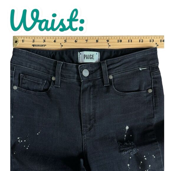 Paige Jeans Womens 27 Hoxton Straight Ankle Distressed Grunge Goth Alt Edgy Rave - Picture 9 of 16